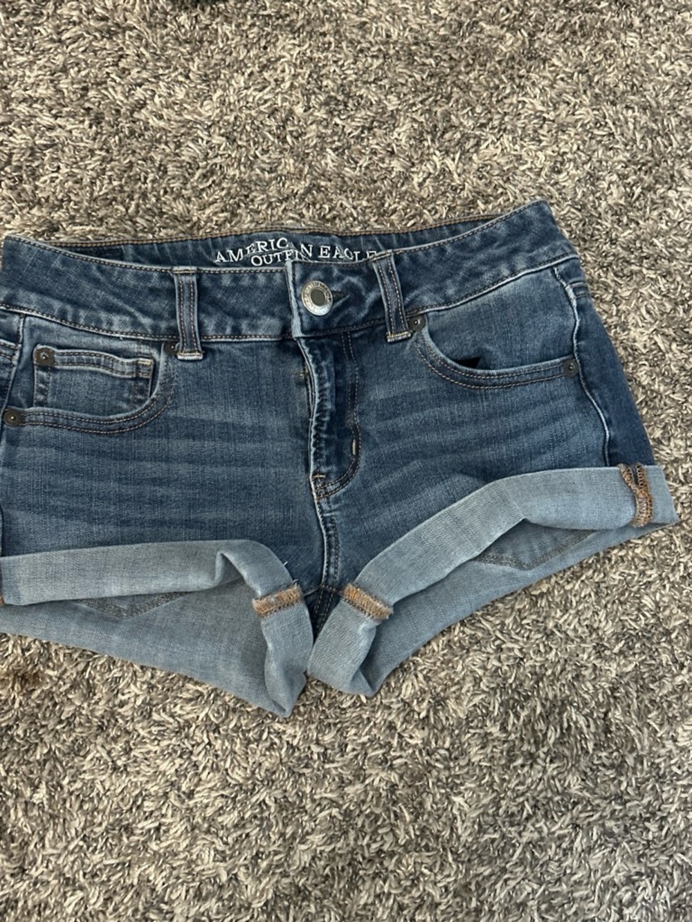 American Eagle Outfitters Medium Blue Rolled-Hem Denim Shorts